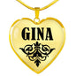 Gina v01 - 18k Gold Finished Heart Pendant Luxury Necklace