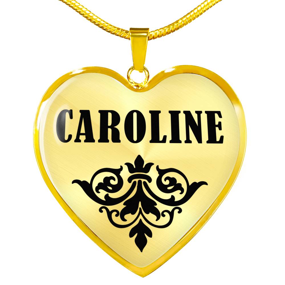 Caroline v01 - 18k Gold Finished Heart Pendant Luxury Necklace