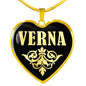 Verna v02 - 18k Gold Finished Heart Pendant Luxury Necklace