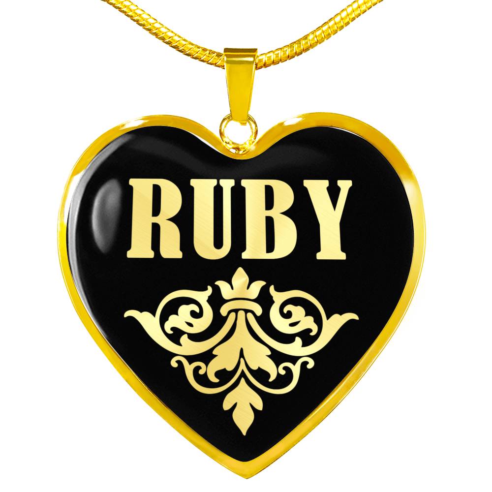 Ruby v02 - 18k Gold Finished Heart Pendant Luxury Necklace