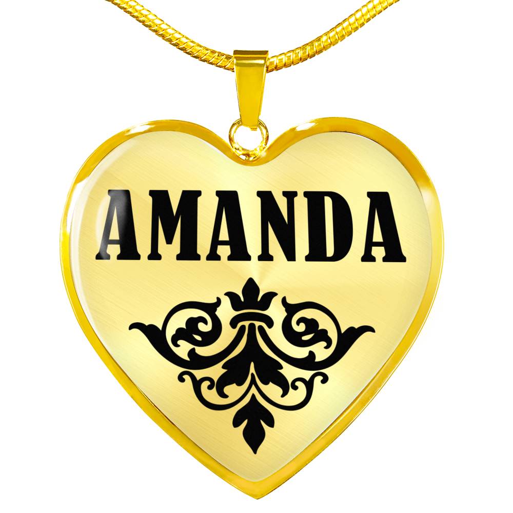 Amanda v01 - 18k Gold Finished Heart Pendant Luxury Necklace
