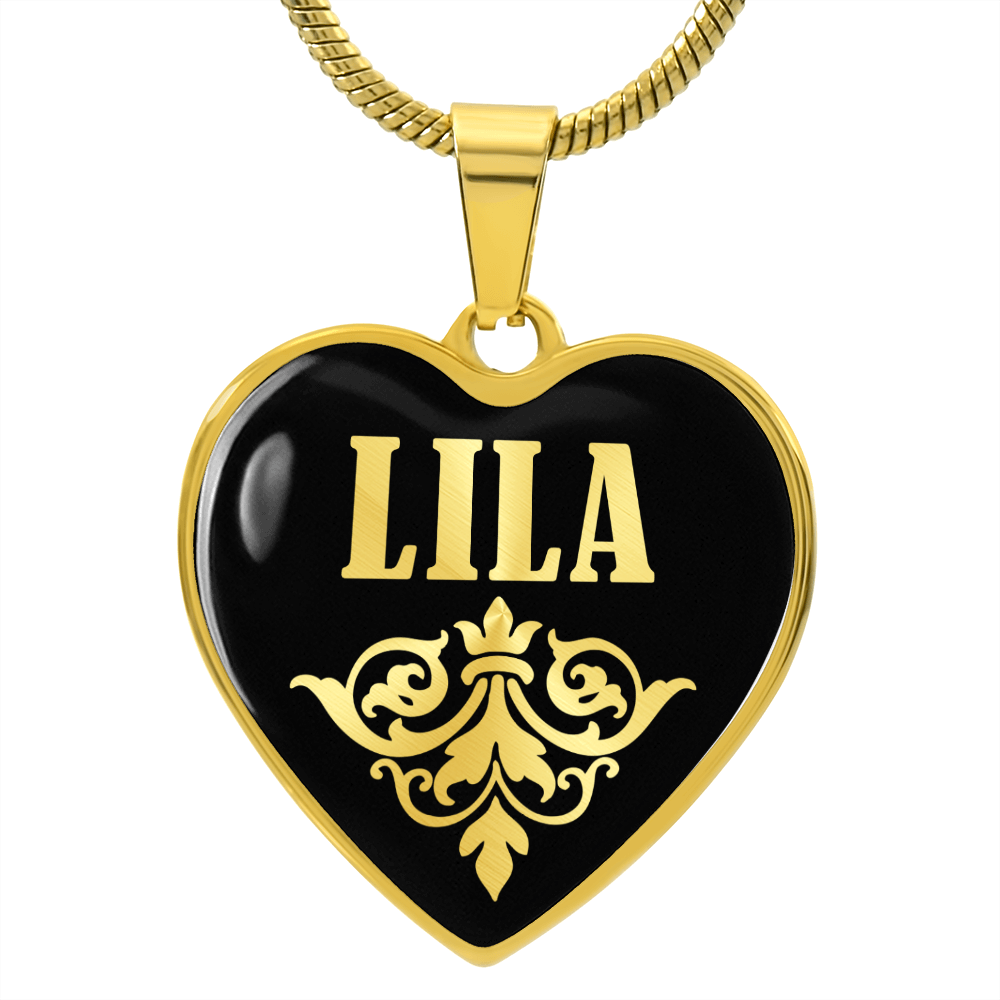 Lila v02 - 18k Gold Finished Heart Pendant Luxury Necklace