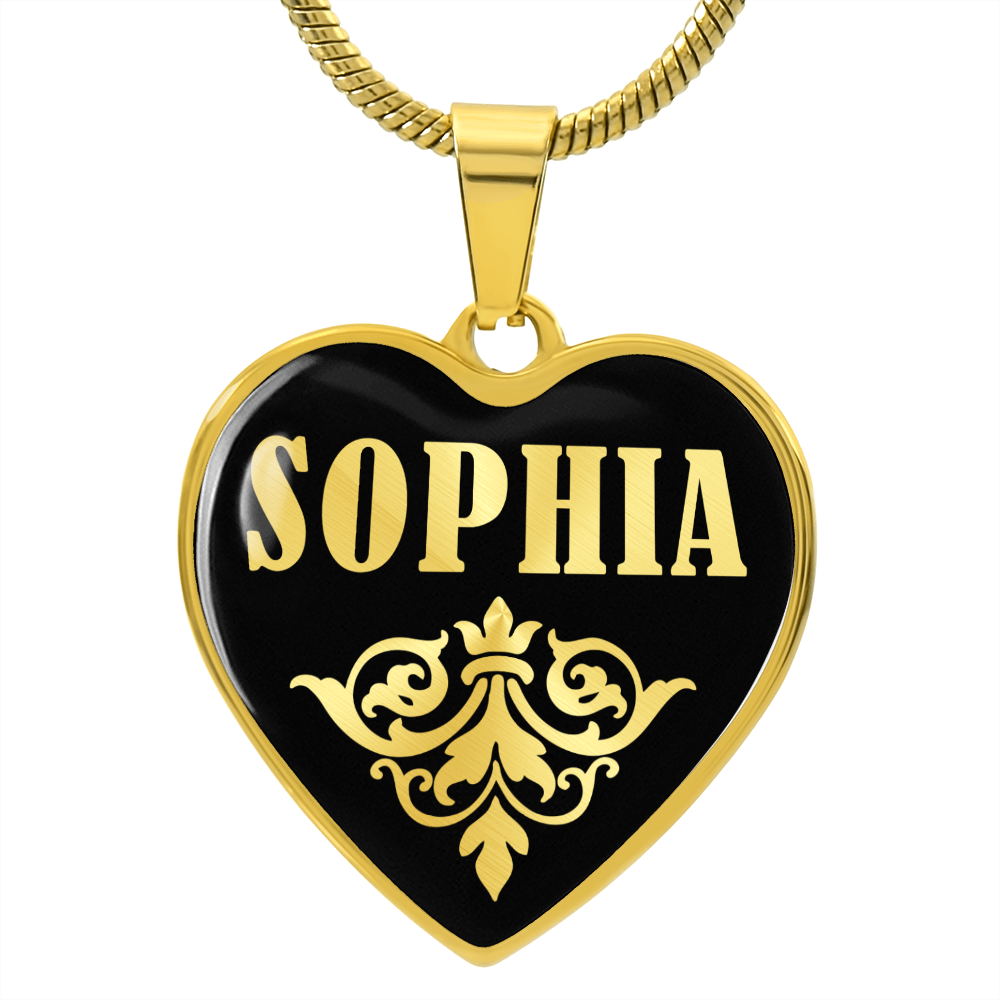 Sophia v02 - 18k Gold Finished Heart Pendant Luxury Necklace