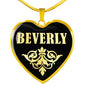 Beverly v02 - 18k Gold Finished Heart Pendant Luxury Necklace