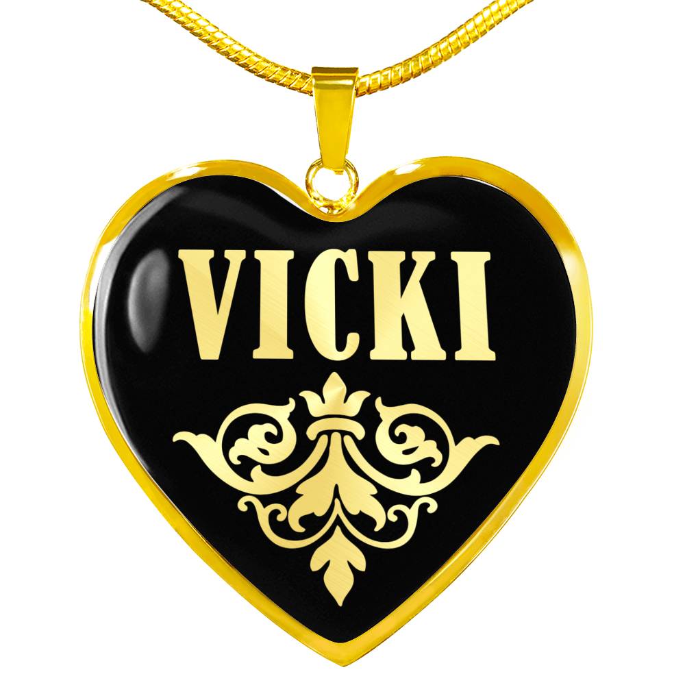 Vicki v02 - 18k Gold Finished Heart Pendant Luxury Necklace