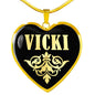 Vicki v02 - 18k Gold Finished Heart Pendant Luxury Necklace