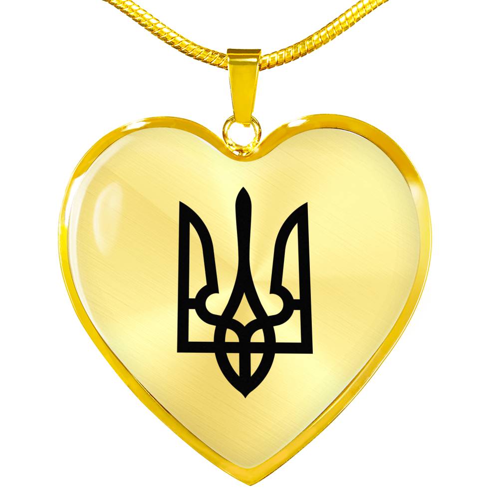 Tryzub (Black) - 18k Gold Finished Heart Pendant Luxury Necklace