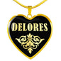 Delores v02 - 18k Gold Finished Heart Pendant Luxury Necklace