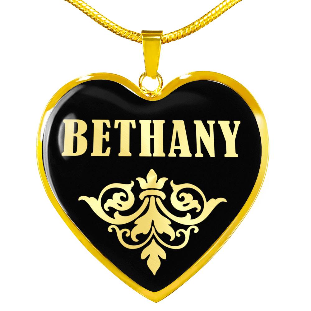 Bethany v02 - 18k Gold Finished Heart Pendant Luxury Necklace