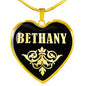 Bethany v02 - 18k Gold Finished Heart Pendant Luxury Necklace