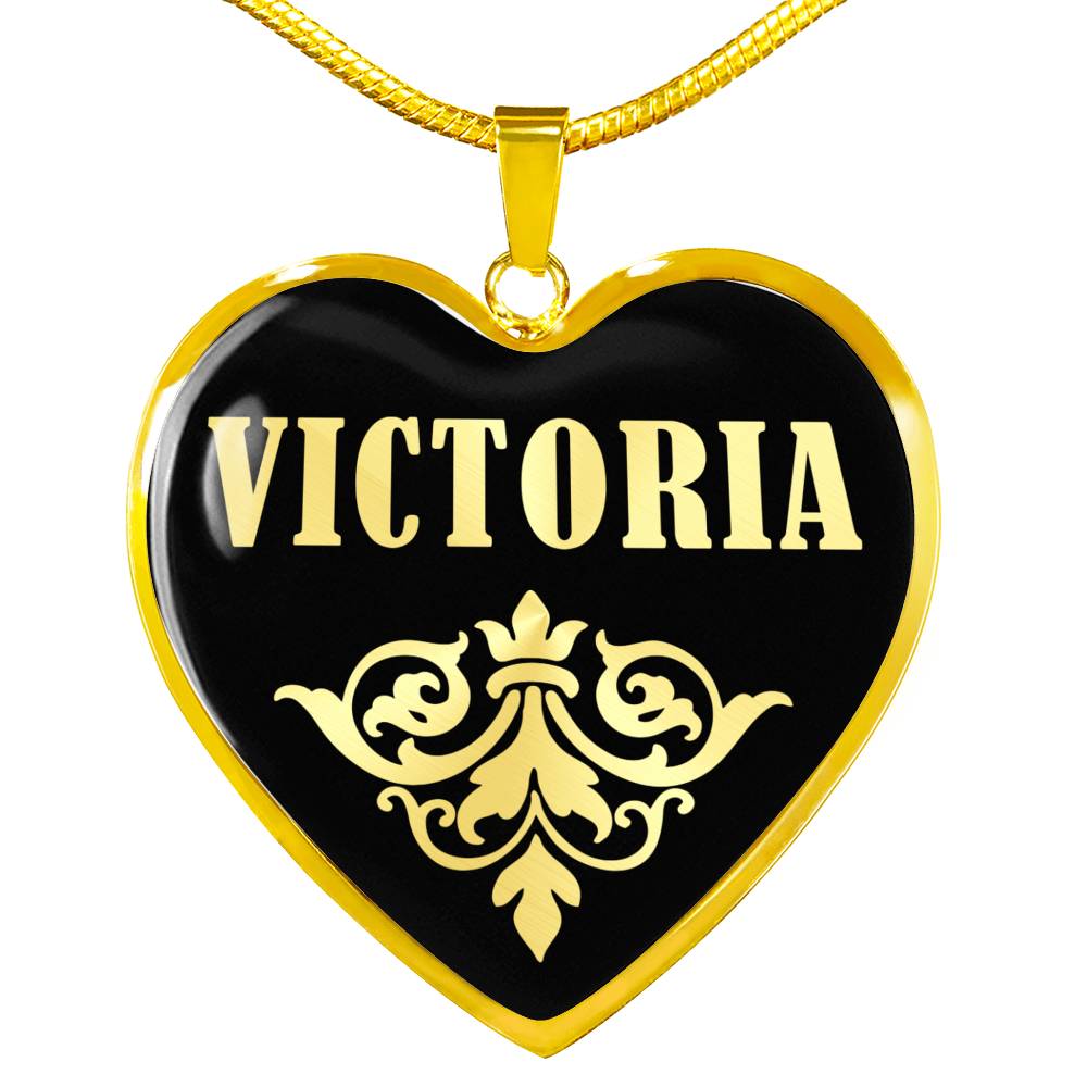 Victoria v02 - 18k Gold Finished Heart Pendant Luxury Necklace