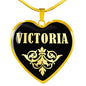 Victoria v02 - 18k Gold Finished Heart Pendant Luxury Necklace