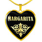 Margarita v02 - 18k Gold Finished Heart Pendant Luxury Necklace