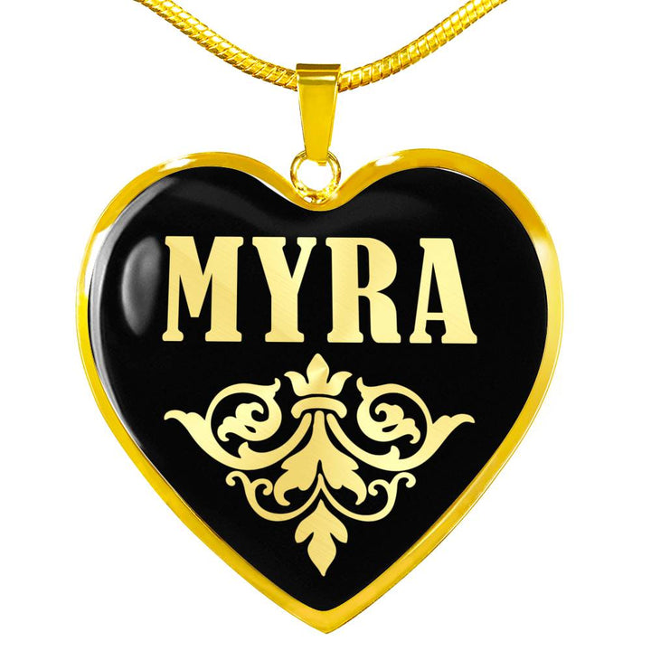 Myra v02 18k Gold Finished Heart Pendant Luxury Necklace
