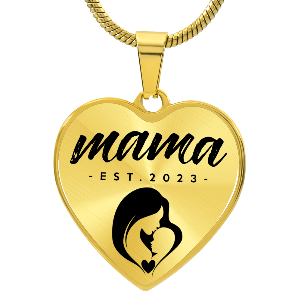 Mama, Est. 2023 - 18k Gold Finished Heart Pendant Luxury Necklace