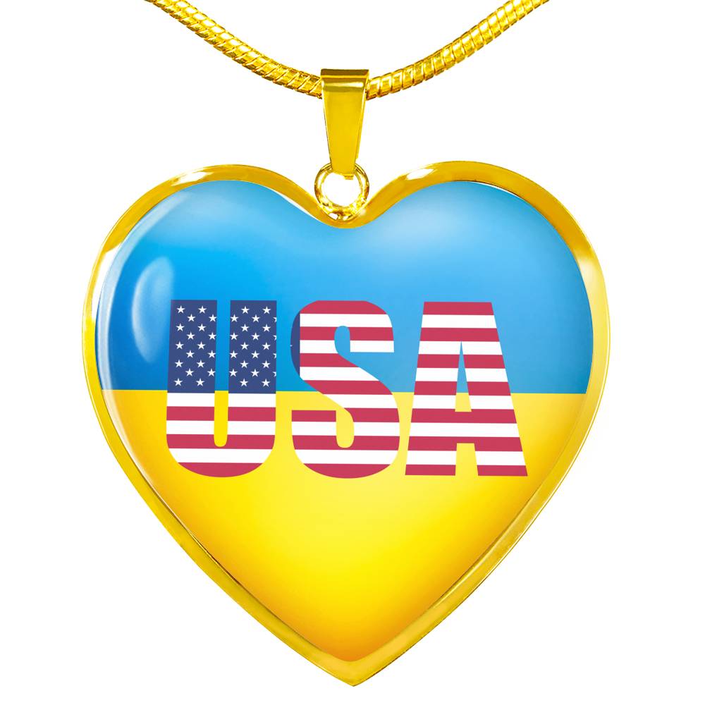 Ukrainian In The USA - 18k Gold Finished Heart Pendant Luxury Necklace
