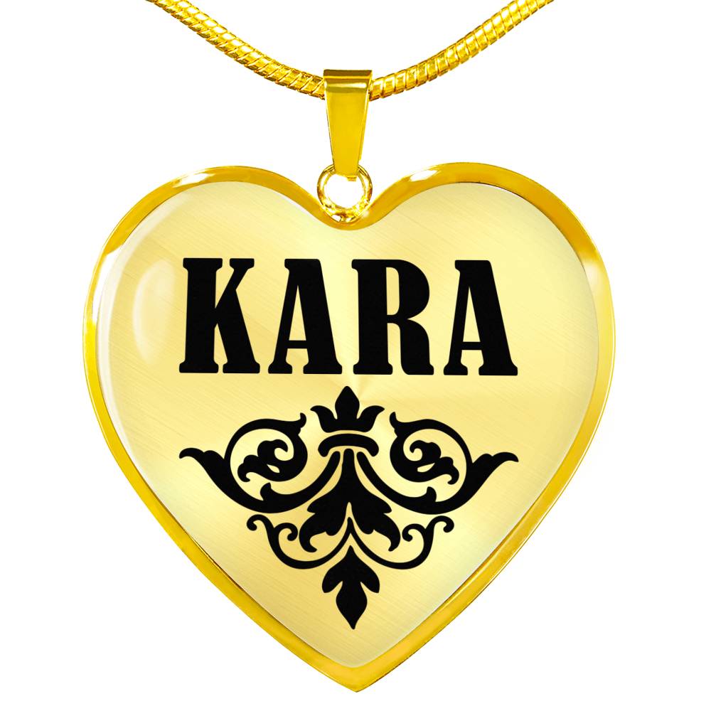 Kara v01 - 18k Gold Finished Heart Pendant Luxury Necklace