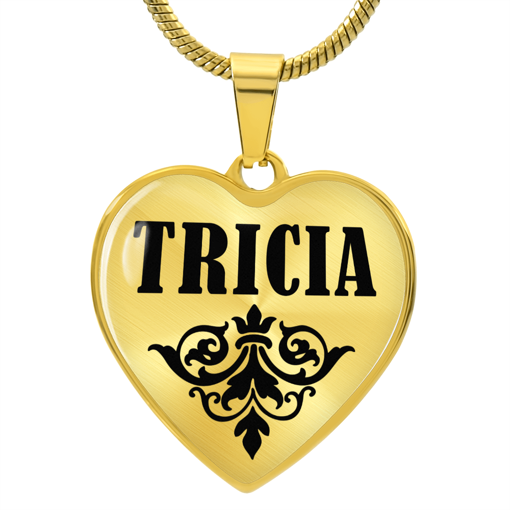 Tricia  v01 - 18k Gold Finished Heart Pendant Luxury Necklace