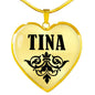 Tina v01 - 18k Gold Finished Heart Pendant Luxury Necklace