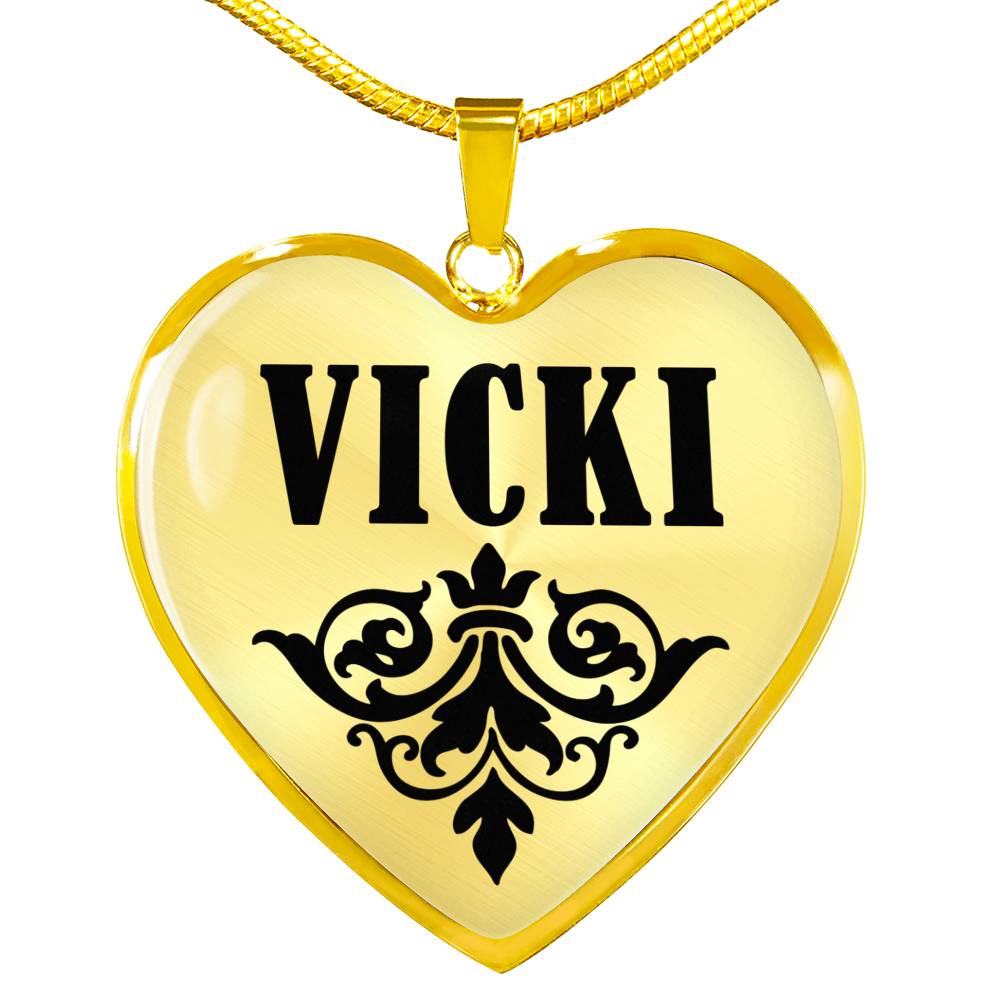 Vicki v01 - 18k Gold Finished Heart Pendant Luxury Necklace