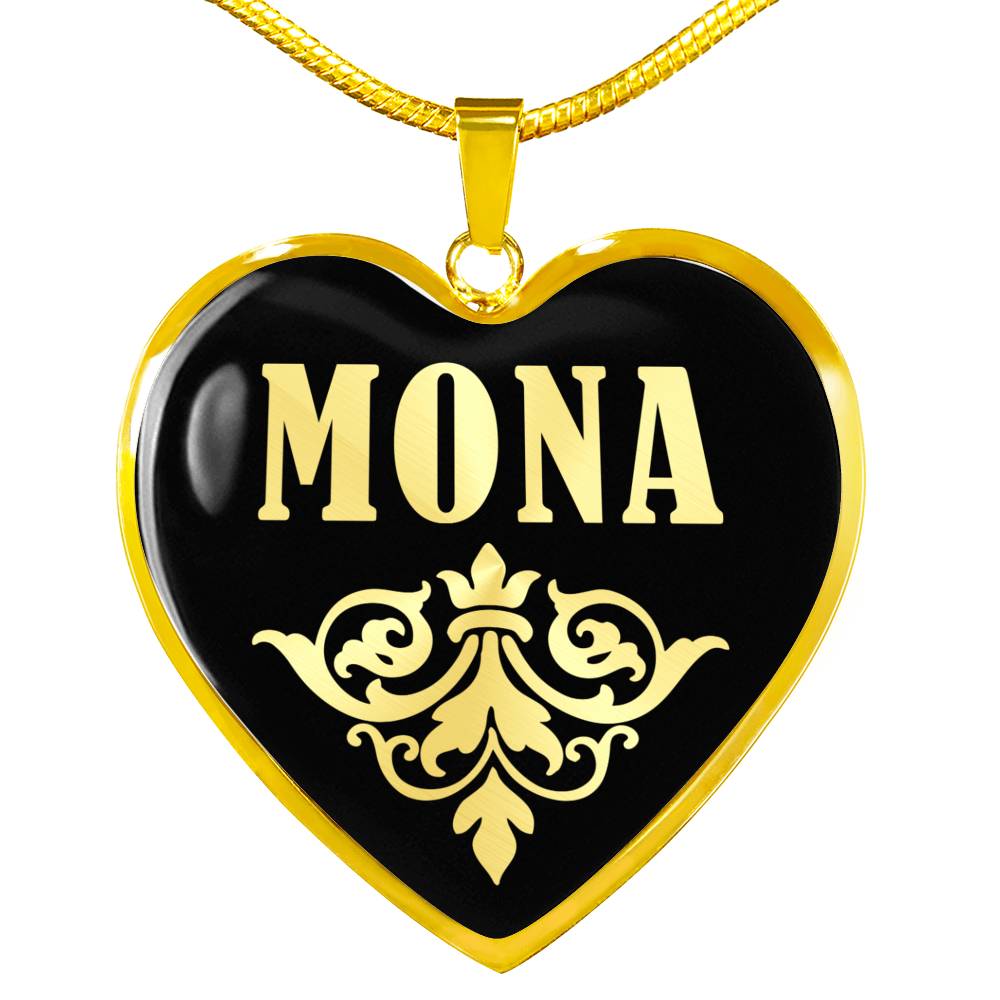 Mona v02 - 18k Gold Finished Heart Pendant Luxury Necklace