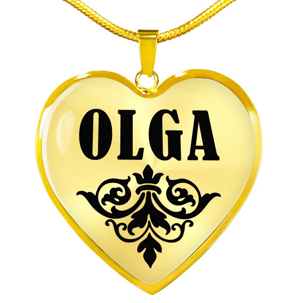 Olga v01 - 18k Gold Finished Heart Pendant Luxury Necklace