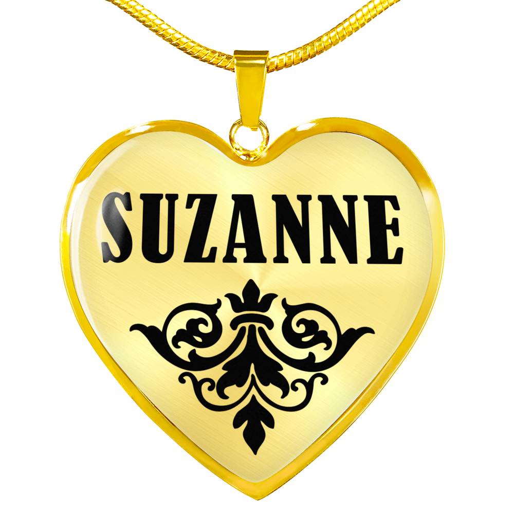 Suzanne v01 - 18k Gold Finished Heart Pendant Luxury Necklace