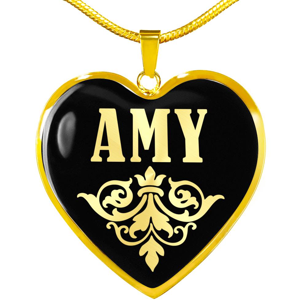 Amy v02 - 18k Gold Finished Heart Pendant Luxury Necklace