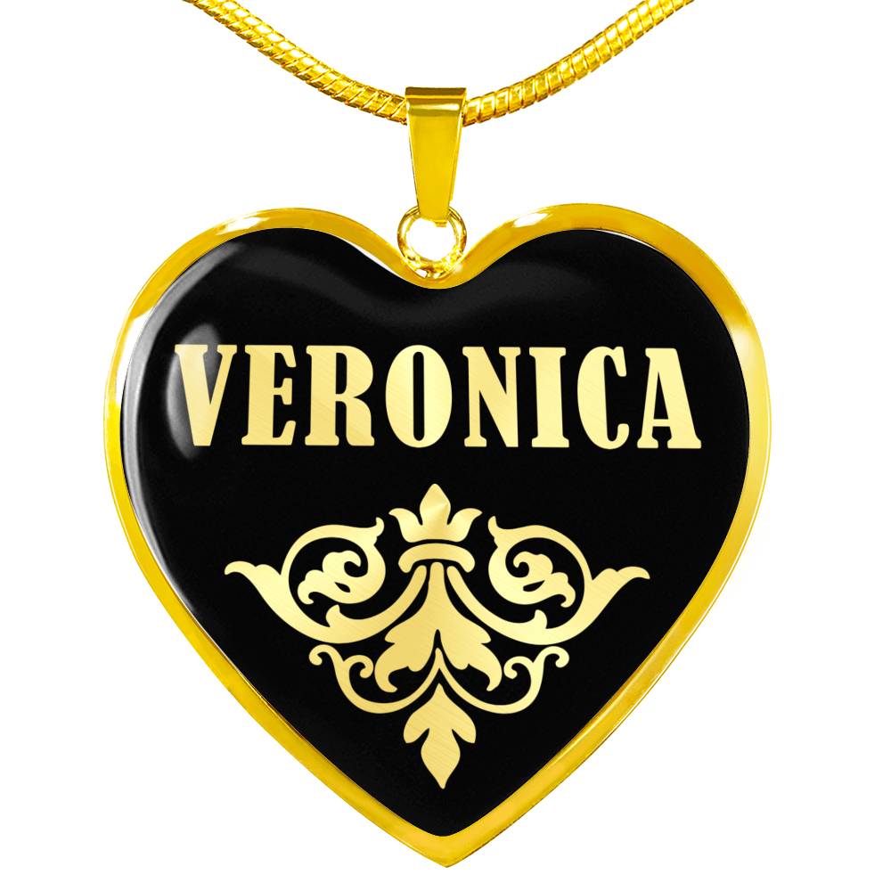 Veronica v02 - 18k Gold Finished Heart Pendant Luxury Necklace