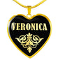 Veronica v02 - 18k Gold Finished Heart Pendant Luxury Necklace
