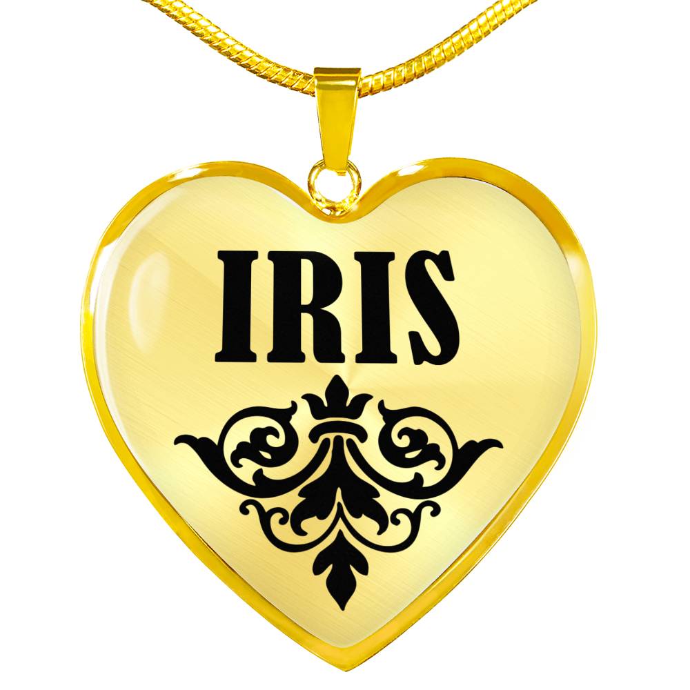 Iris v01 - 18k Gold Finished Heart Pendant Luxury Necklace