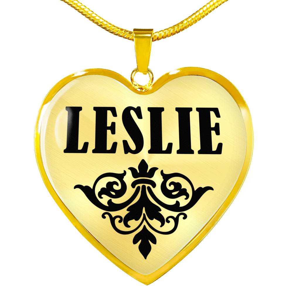Leslie v01 - 18k Gold Finished Heart Pendant Luxury Necklace