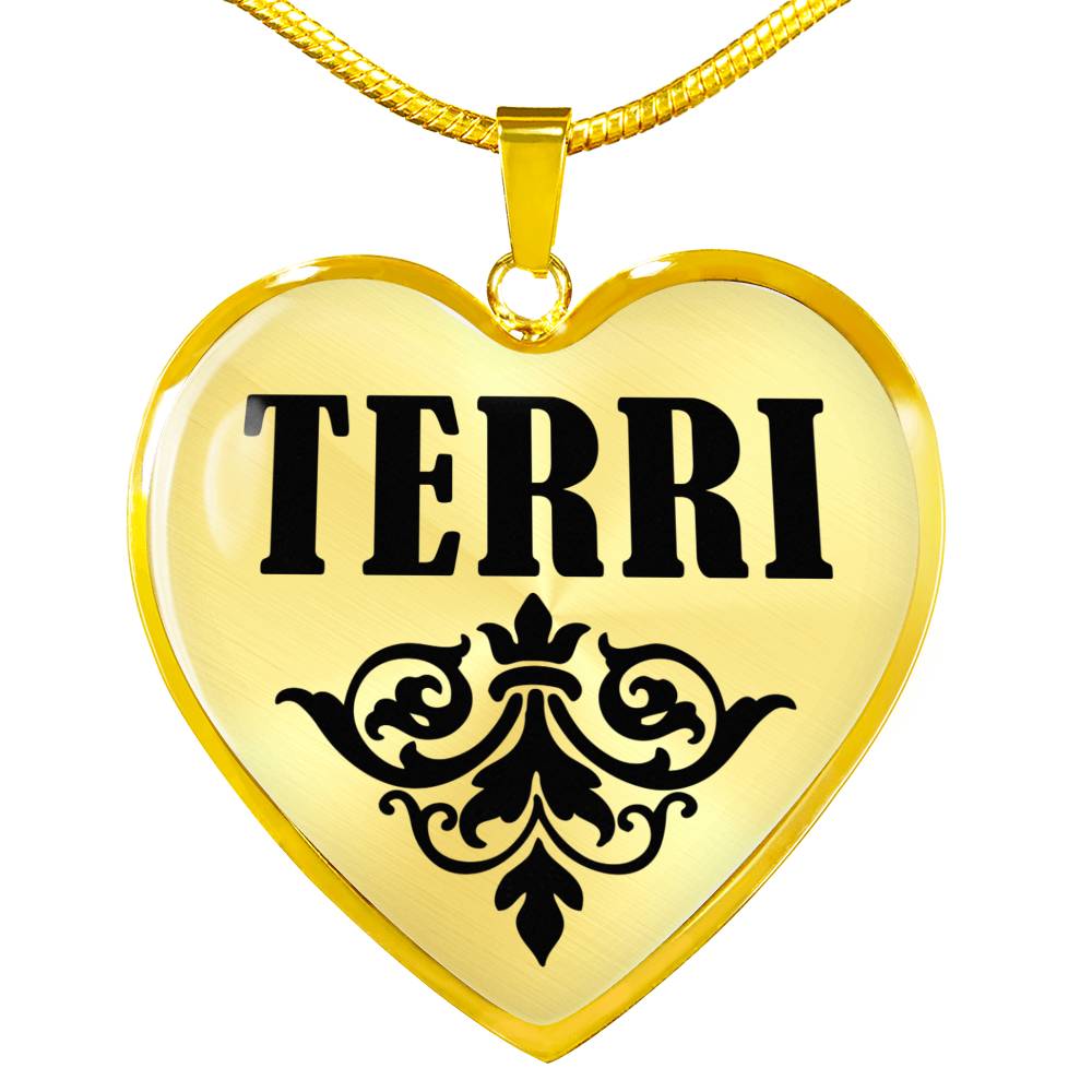 Terri v01 - 18k Gold Finished Heart Pendant Luxury Necklace