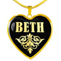 Beth v02 - 18k Gold Finished Heart Pendant Luxury Necklace