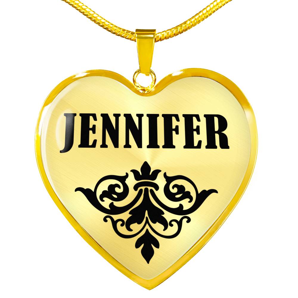 Jennifer v01 - 18k Gold Finished Heart Pendant Luxury Necklace