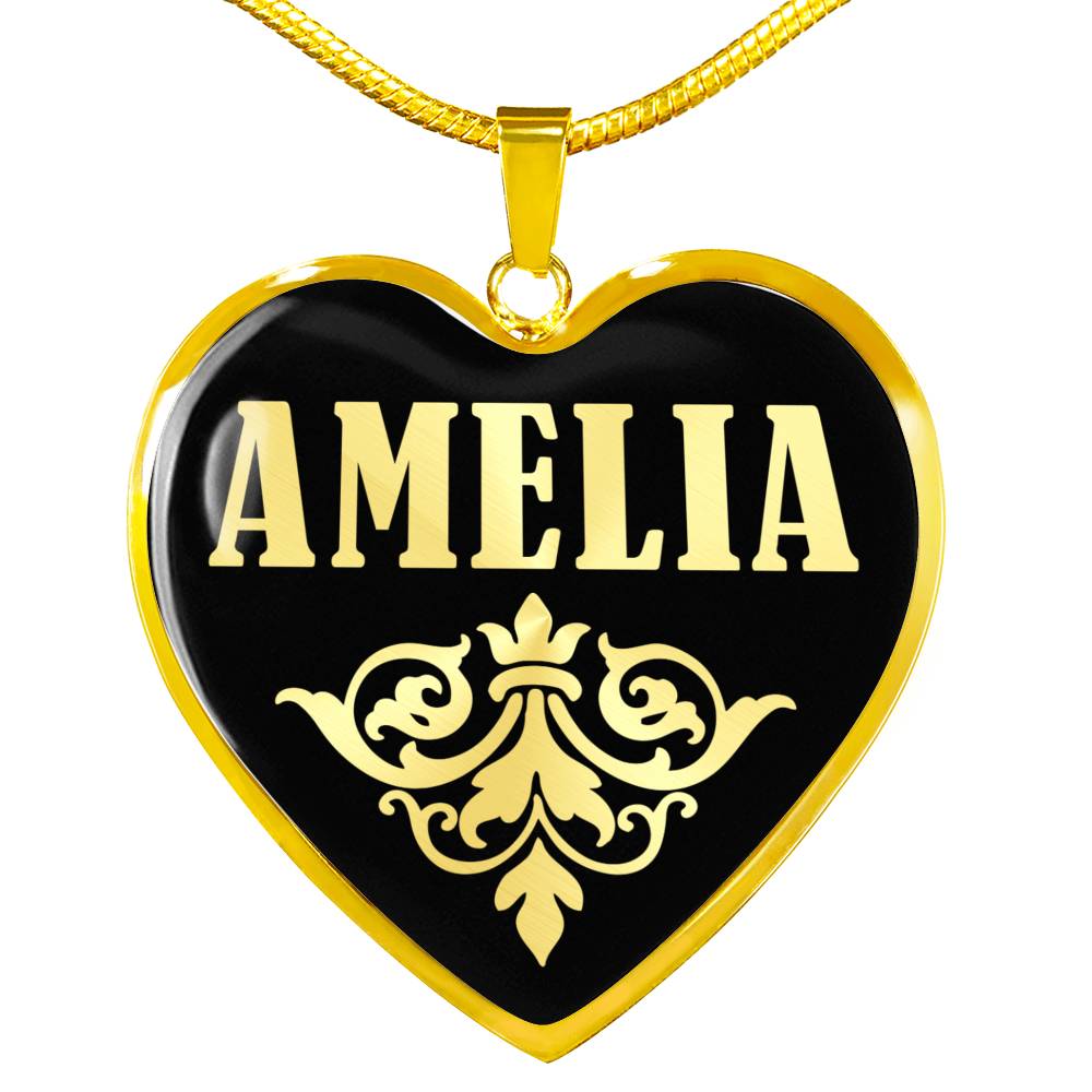 Amelia v02 - 18k Gold Finished Heart Pendant Luxury Necklace