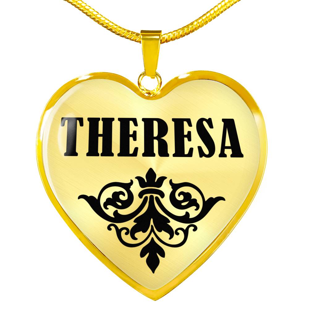 Theresa v01 - 18k Gold Finished Heart Pendant Luxury Necklace