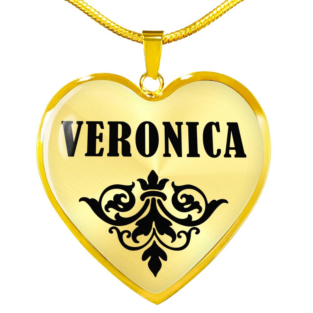 Veronica v01 - 18k Gold Finished Heart Pendant Luxury Necklace