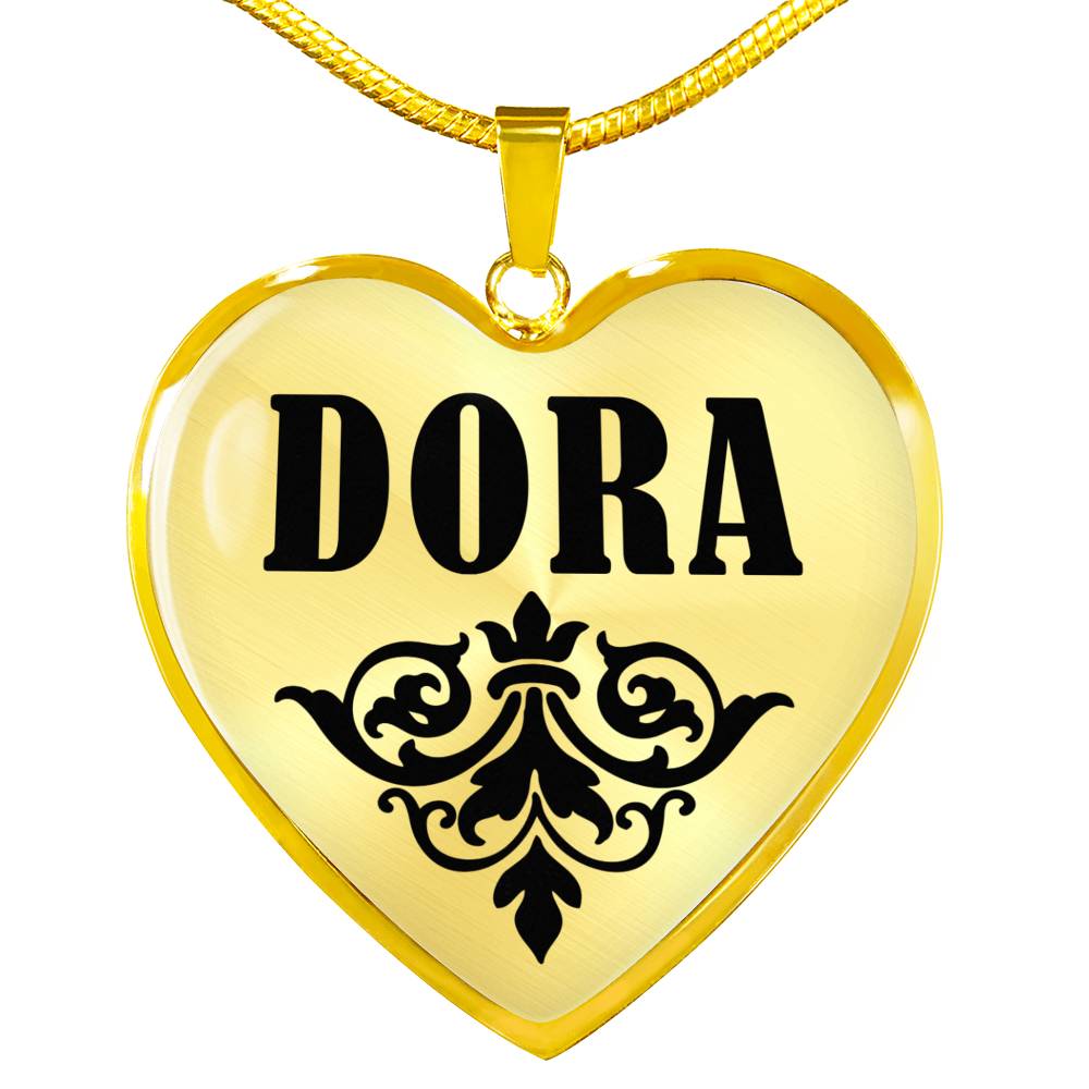 Dora v01 - 18k Gold Finished Heart Pendant Luxury Necklace
