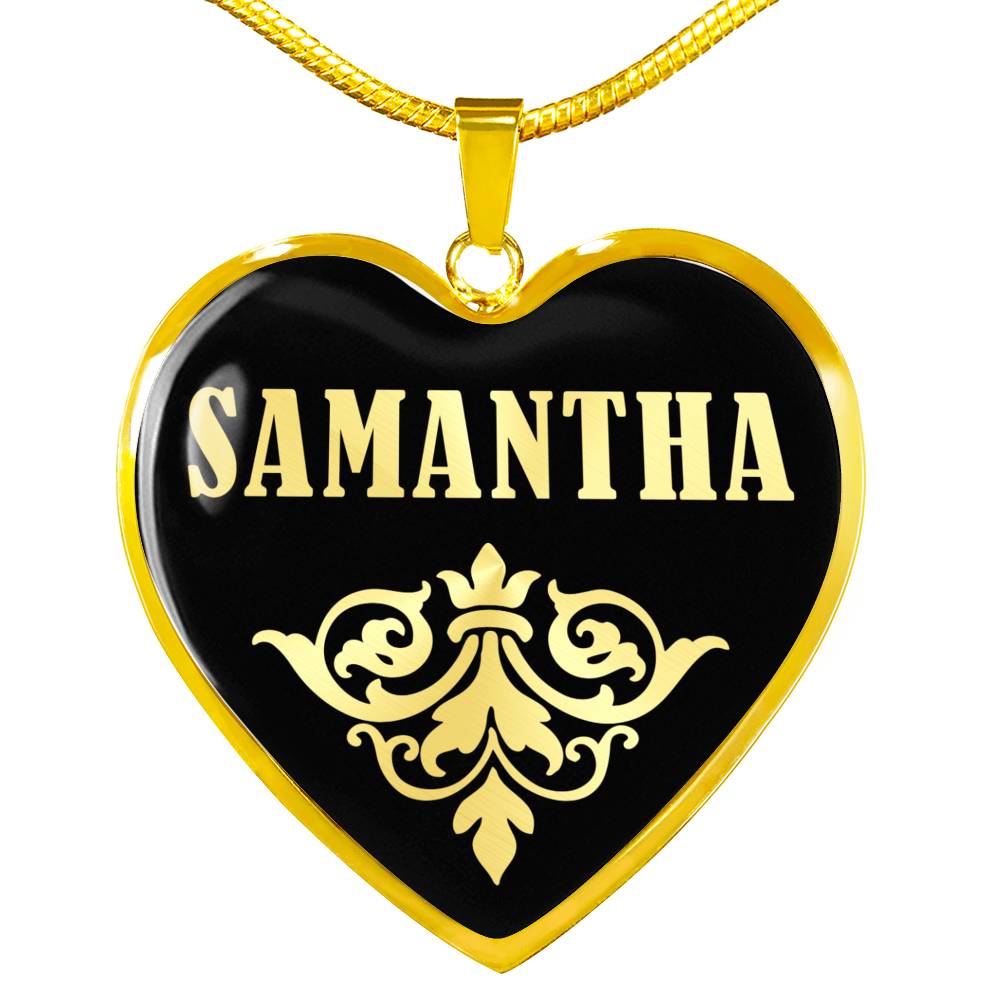 Samantha v02 - 18k Gold Finished Heart Pendant Luxury Necklace