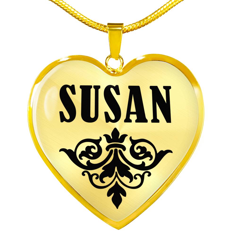 Susan v01 - 18k Gold Finished Heart Pendant Luxury Necklace