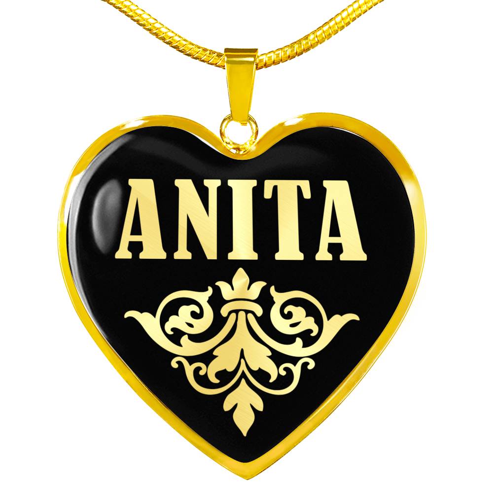 Anita v02 - 18k Gold Finished Heart Pendant Luxury Necklace