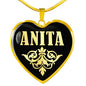 Anita v02 - 18k Gold Finished Heart Pendant Luxury Necklace