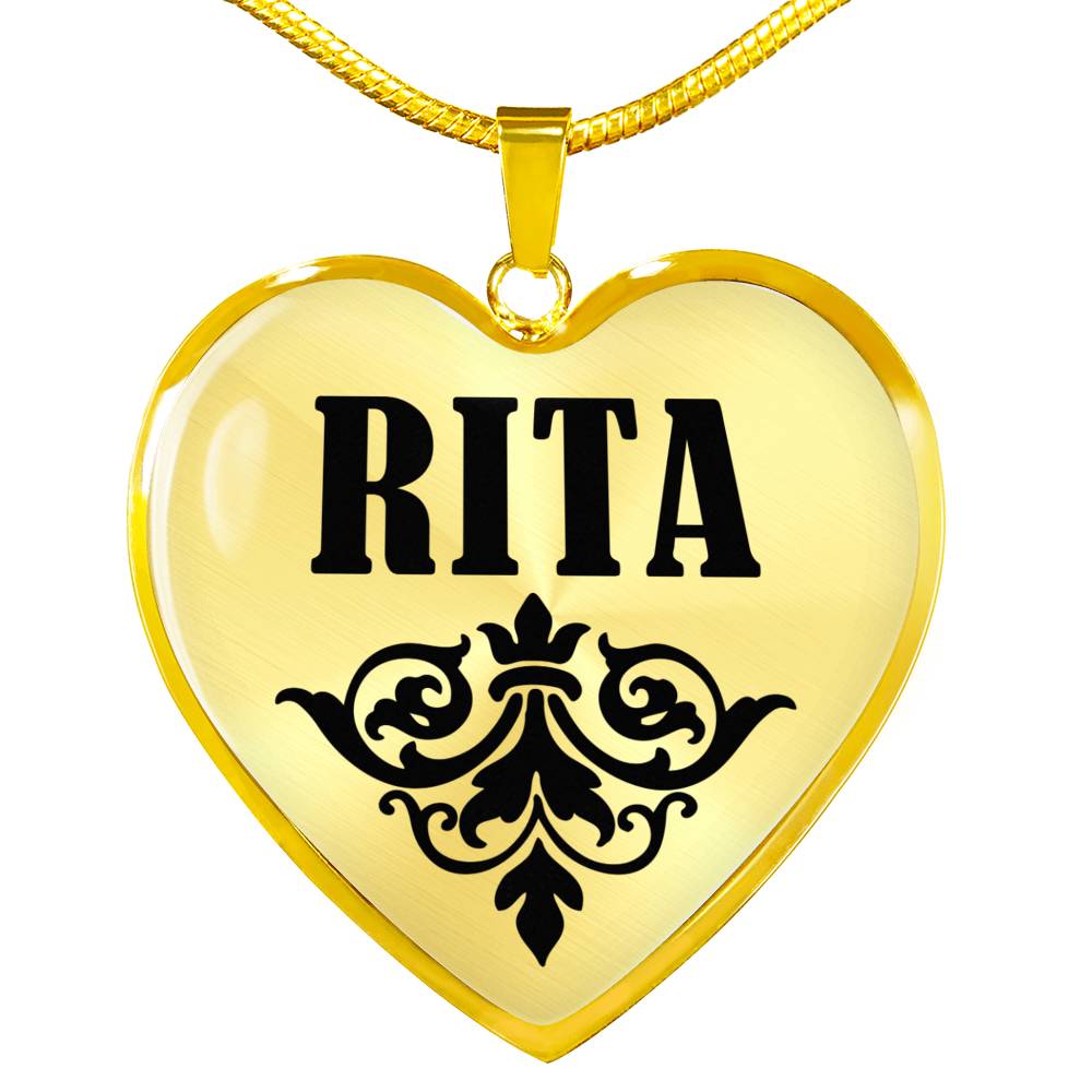 Rita v01 - 18k Gold Finished Heart Pendant Luxury Necklace