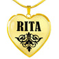 Rita v01 - 18k Gold Finished Heart Pendant Luxury Necklace