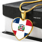 Dominican Flag - 18k Gold Finished Heart Pendant Luxury Necklace