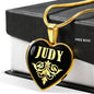 Judy v02 - 18k Gold Finished Heart Pendant Luxury Necklace