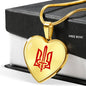 Stylized Tryzub (Red) - 18k Gold Finished Heart Pendant Luxury Necklace
