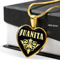 Juanita v02 - 18k Gold Finished Heart Pendant Luxury Necklace