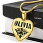 Olivia v01 - 18k Gold Finished Heart Pendant Luxury Necklace